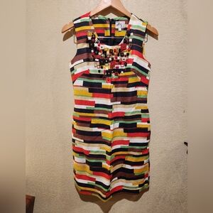 Milly of New York silk linen striped color block dress multicolor size 0